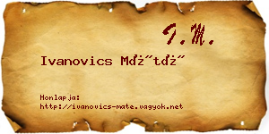 Ivanovics Máté névjegykártya