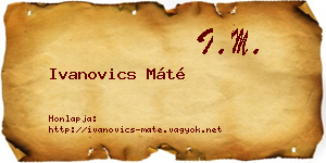 Ivanovics Máté névjegykártya